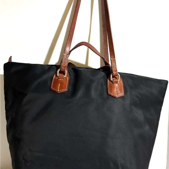 Dooney & Bourke Black and Brown Leather Trim Tote - Picture 2 of 6